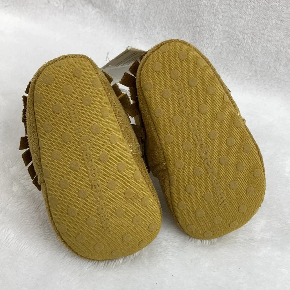 Gerber Tan Baby Moccasins with Bow NWT 3-6 mos